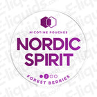 Nordic Spirit Forest Berries nicotine pouches packaging, featuring bold purple design and flavor indication.