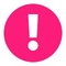 Pink alert icon with exclamation mark symbol indicating caution or importance