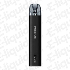 FreeMax EVOX Vape Pod Kit in sleek black finish, designed for beginner and experienced vapers with draw-activated feature.