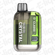 SKE Crystal CL6000 disposable vape device with green design, showcasing its dual mesh coil technology.