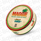 Fruit Punch Nicotine Pouches by Maggie with Jamaican design, available in 60mg strength, featuring tropical flavor.