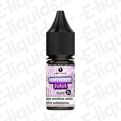 Grape Berries Guava Bar Salts Nic Salt E-liquid by Lost Vape, 10mg nicotine, vibrant bottle design.