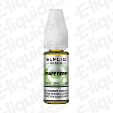 Grape Berry Nic Salt E-liquid by ELFLIQ in a 10ml bottle with 50/50 VG/PG mix for vaping.