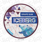 Grape Gum Nicotine Pouches by Iceberg packaging featuring a stylish geometric design and vibrant colors.