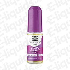 Grape Gummy Bear Nic Salt E-liquid by Bar Juice 5000 in a 10ml bottle, featuring soft grape flavors for vaping.