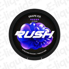 Rush Grape Ice Extreme Nicotine Pouches 30mg container, featuring grape and ice flavor, tobacco-free, 20 portions per can.