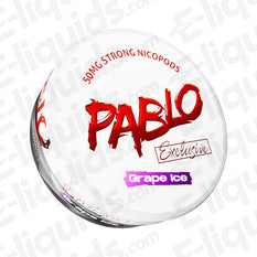 Pablo Exclusive Grape Ice Nicotine Pouches, 50mg strong nicopods, featuring grape and ice flavor, 20 portions.