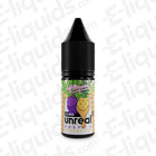 10ml bottle of Unreal 3 Grape Pineapple Nic Salt E-liquid with 20mg nicotine, featuring vibrant grape and pineapple design.
