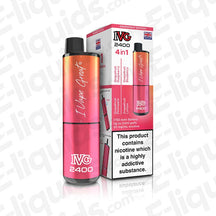 IVG 2400 4-in-1 Rechargeable Pod Kit Grapefruit Edition with packaging, featuring 1750mAh battery and 20mg nic salt e-liquids