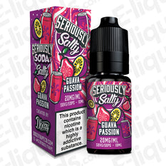 Guava Passion Seriously Soda Nic Salt E-liquid by Doozy Vape Co, 10ml bottle with vibrant packaging and tropical flavors.