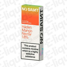 NO SAINT Haden Mango Nectar Prefilled Pod with tropical Mango flavour in orange and white packaging.