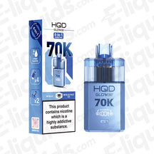 HQD Glow Air 70K Mr Blue & Mr Blue Razz Ice Prefilled Pod Kit: A cool, complex berry-menthol kit in a Blue finish, delivering the famous berry profile with an icy kick.