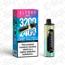 Elf Bar 4-in-1 Refillable Pod Kit with flavor options and 3200 puffs, designed for eco-friendly vaping.
