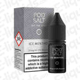 Ice Menthol Nic Salt E-liquid by Pod Salt in a 10ml bottle with 20mg nicotine, ideal for pod kits and menthol lovers.