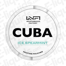 CUBA Ice Spearmint nicotine pouches can featuring fresh mint flavor and tobacco-free formula.