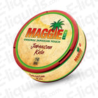 Jamaican Kola nicotine pouches by MAGGIE, 16mg, featuring tropical design and refreshing flavor in a slim pouch.