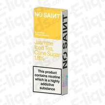 NO SAINT Jasmine Iced Tea Cane Sugar Prefilled Pod with floral Tea flavour in yellow and white packaging.