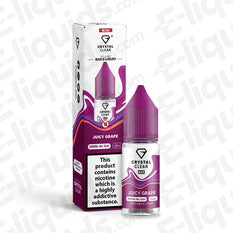 Juicy Grape Nic Salt E-liquid by Crystal Clear Bar in 20mg, featuring grape flavor and smooth throat hits.