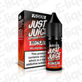 Just Juice Fusion Nic Salt E-liquid bottle and box with bold branding and nicotine warning label.