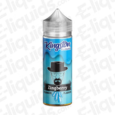 Zingberry 70/30 Shortfill E-liquid by Kingston bottle, blue label with hat design, 100ml UK-made vape juice