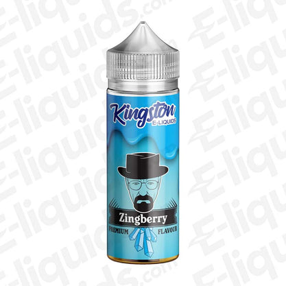 Zingberry 70/30 Shortfill E-liquid by Kingston bottle, blue label with hat design, 100ml UK-made vape juice