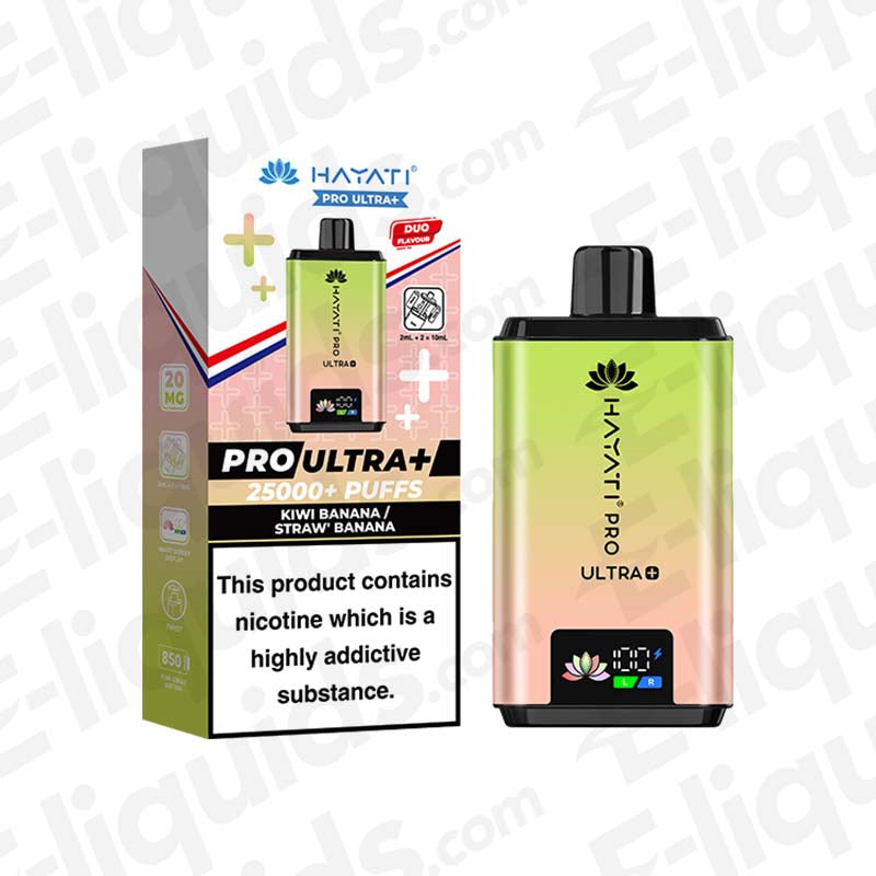 hayati pro ultra 25000 puffs flavours Hayati Pro Ultra+ 25K Kiwi Banana Straw' Banana Prefilled Pod Kit