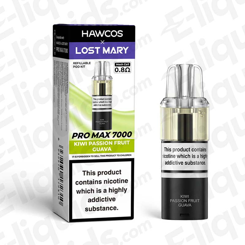HAWCOS x Lost Mary Pro Max 7000 Kiwi Passion Fruit Guava Prefilled Pod HAWCOS x Lost Mary Pro Max 7000 Kiwi Passion Fruit Guava Prefilled Pod