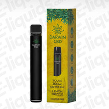Darwin CBD 300mg Lemon Drizzle Prefilled Pod Kit with zesty Dessert flavour in yellow packaging.