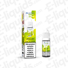 Lemon Lime Nic Salt E-liquid by Hayati Pro Max in a 10ml bottle with vibrant packaging, showcasing nicotine warning.