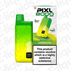 PIXL 8000 Lemon & Lime Prefilled Pod Vape Kit with nicotine warning, featuring boost switch and power display.