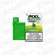 PIXL 8000 Compliant Prefilled Pod with Lemon & Lime flavor and 20mg nicotine strength, offering up to 8000 puffs.