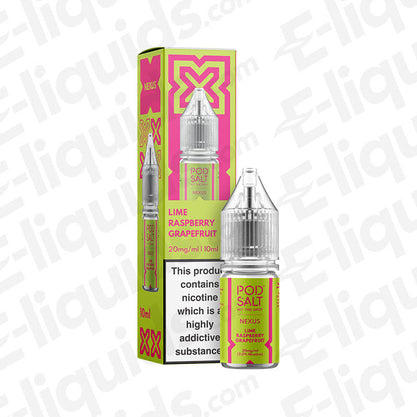 Lime Raspberry Grapefruit Nic Salt E-liquid by Pod Salt Nexus in a 10ml bottle with vibrant packaging.