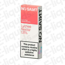 NO SAINT Lychee Nectar Prefilled Pod with delicate Tropical flavour in soft pink and white packaging.