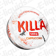 Killa Cappuccino Extra Strong Nicotine Snus Pouches featuring bold red logo on white packaging.