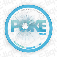 Mint nicotine pouches by Poke, featuring a fresh design with 12mg strength, tobacco-free and invigorating mint flavor.