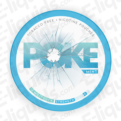 Mint nicotine pouches by Poke, featuring a fresh design with 12mg strength, tobacco-free and invigorating mint flavor.