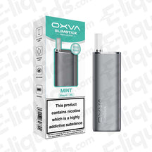OXVA Slimstick Gray - Mint Prefilled Pod Kit with refreshing Mint flavour in white packaging with green accents.