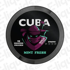 Fresh Mint Ninja Nicotine Pouches by CUBA with mint flavor, strong nicotine content, and 25 pouches per can.