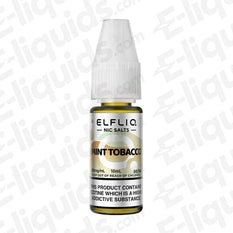 Mint Tobacco Nic Salt E-liquid by Elfliq in a 10ml bottle with 50/50 VG/PG mix and nicotine.