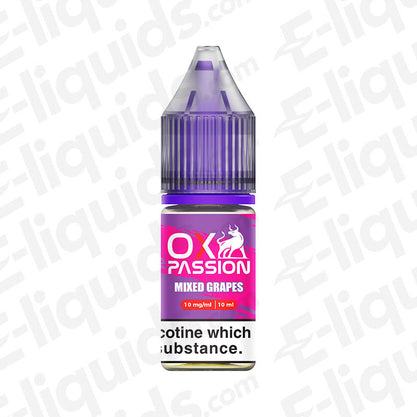 OXVA Mixed Grapes Passion Nic Salt E-liquid bottle offering ripe grape flavor and smooth nicotine hits, ideal for fruity vaping.