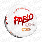 Pablo Exclusive Mocca nicotine pouches packaging featuring strong 50mg nicotine and a creamy mocca flavor.