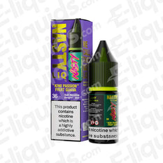 Kiwi Passionfruit Guava Nic Salt E-liquid by Nasty with packaging, 10ml bottle, and nicotine warning label visible.