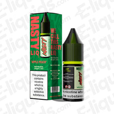 Nasty Liq Apple Peach Nic Salt E-liquid 10ml bottle with packaging, featuring flavors of ripe apple and peach.