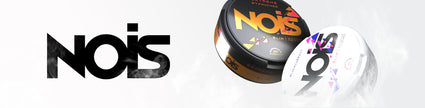 NOIS brand logo with stylish design and two colorful product containers.
