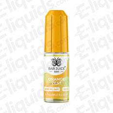 Orange Zest Nic Salt E-liquid by Bar Juice 5000 in a 10ml bottle, refreshing orange flavor.