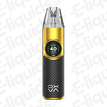 Oxva NeXLIM Black Gold Vape Pod Kit with 40W display, sleek design, and fast-charging 1,500mAh battery for extended vaping.