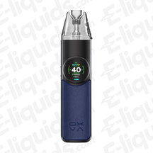 Oxva NeXLIM Dark Blue Vape Pod Kit with 40W boost power display.