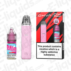 OXVA Xlim Go Pod Kit in pink with OX Passion nic salt, perfect for new vapers seeking convenience and flavor.
