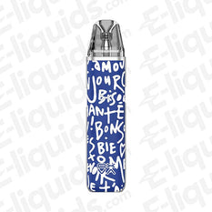 OXVA Xlim Go Pod Kit in vibrant blue design with playful graphics, perfect for vaping enthusiasts.