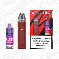 OXVA Xlim Go Pod Kit with OX Passion nic salt bundle, featuring mixed grapes flavor in a convenient vaping set.